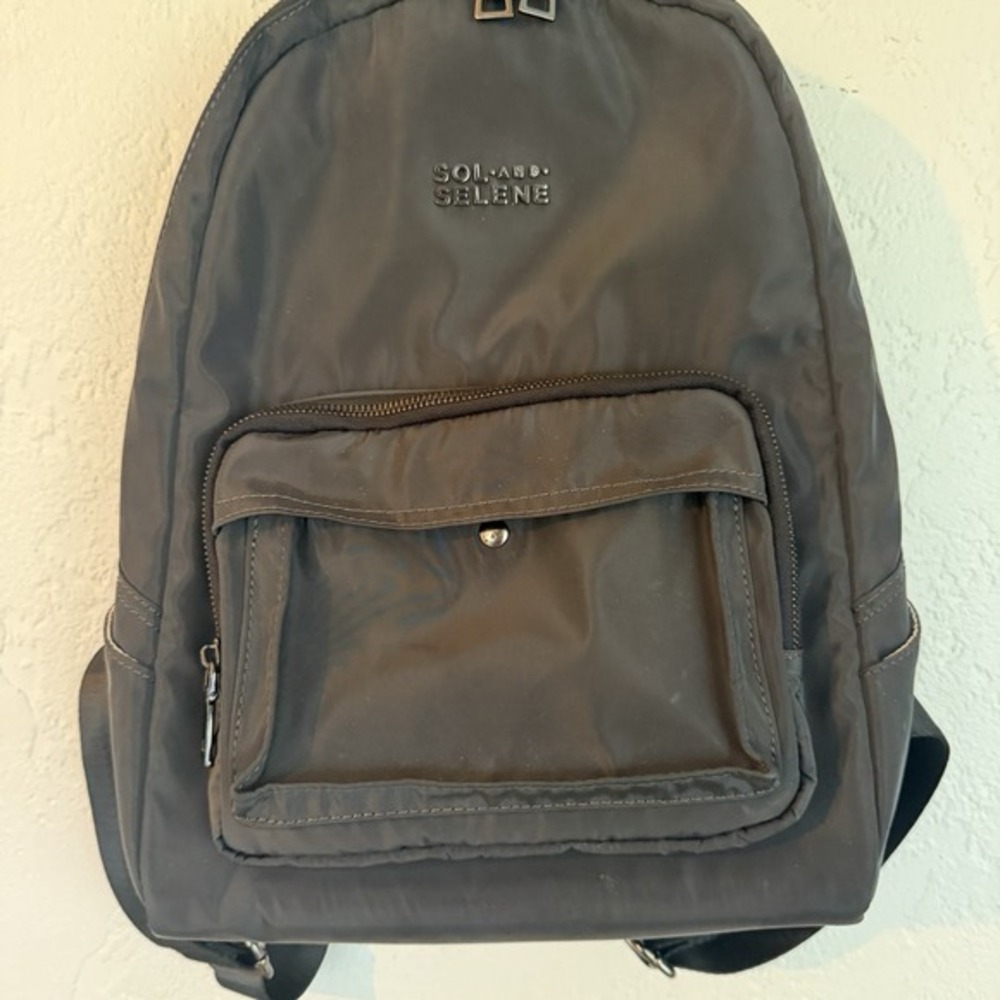 Sol And Selene Womens Black Zippered Backpack Handbag‎ Medium Pockets Excellent